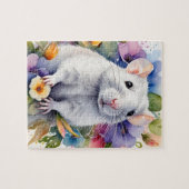White Rat Mouse Family Pet Portrait Puzzle (Horizontal)