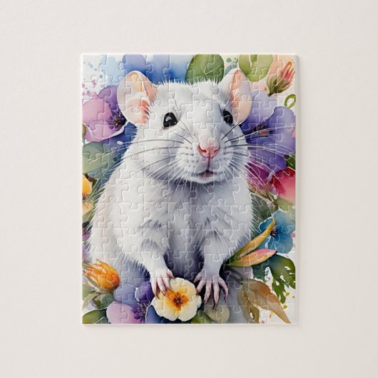 White Rat Mouse Family Pet Portrait Puzzle (Vertikal)
