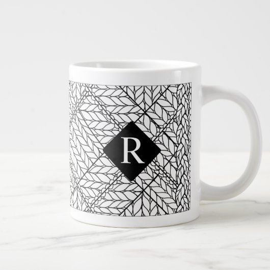 WHITE RAUTE STRICK Big Tasse + Initial II (Rechts)