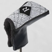 WHITE RAUTE STRICK Golf Putter Cover + Initial II Headcover (3/4 Vorderseite)