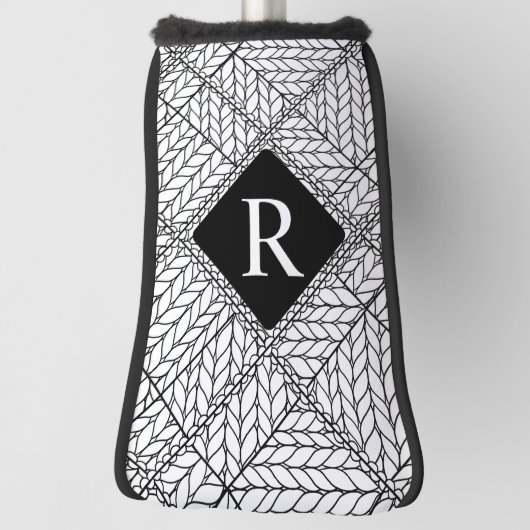 WHITE RAUTE STRICK Golf Putter Cover + Initial II Headcover (Rotieren 90)