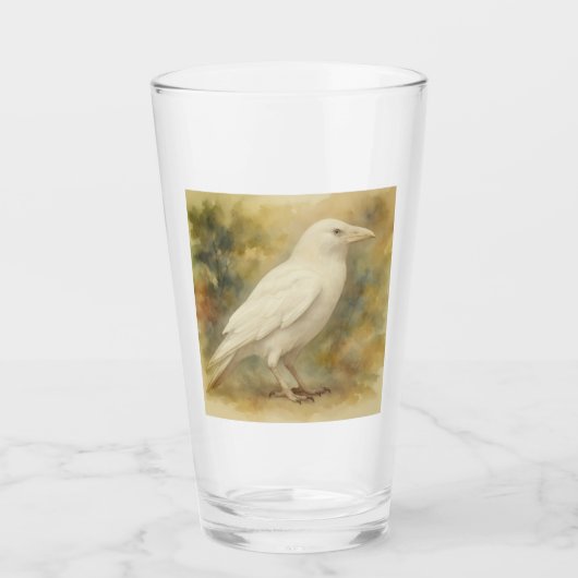 White Raven Aquarell Glas (Vorderseite)