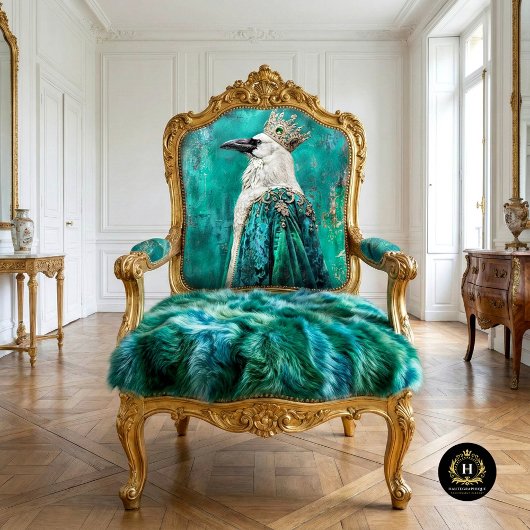 White Raven in Aquamariner Royal Cloak Decoupage Seidenpapier