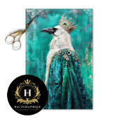 White Raven in Aquamariner Royal Cloak Decoupage Seidenpapier