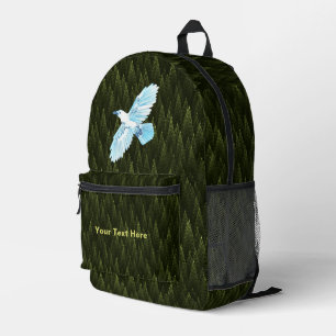 White Raven on Fraktal Conifers Bedruckter Rucksack