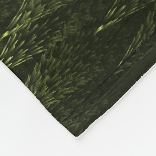 White Raven on Fraktal Conifers Fleecedecke (Ecke)