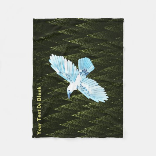 White Raven on Fraktal Conifers Fleecedecke (Vorderseite)