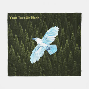 White Raven on Fraktal Conifers Fleecedecke