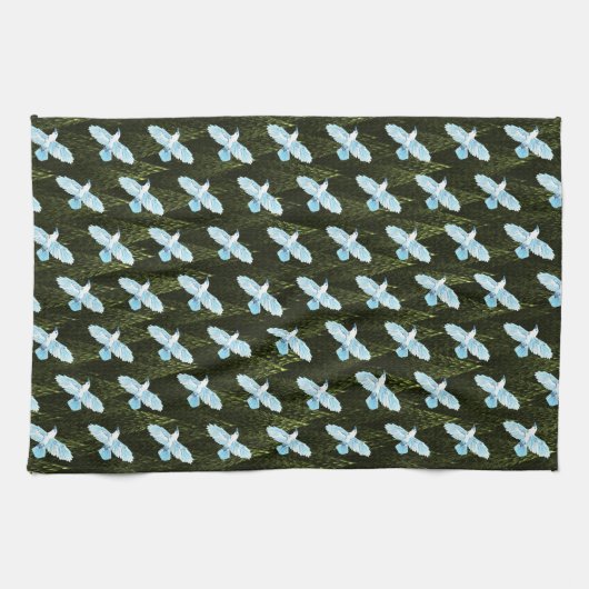 White Raven on Fraktal Conifers Geschirrtuch (Horizontal)