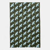 White Raven on Fraktal Conifers Geschirrtuch (Vertikal)