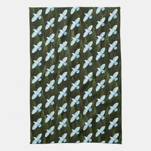 White Raven on Fraktal Conifers Geschirrtuch (Vertikal)