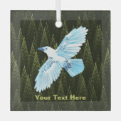 White Raven on Fraktal Conifers Ornament Aus Glas (Vorderseite)