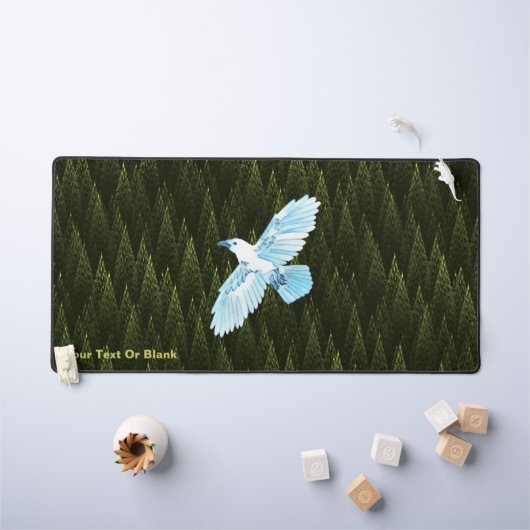 White Raven on Fraktal Conifers Schreibtischunterlage (Kindertisch)