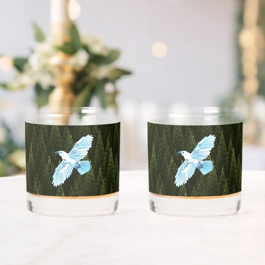 White Raven on Fraktal Conifers Whiskyglas (Insitu (Hochzeit))