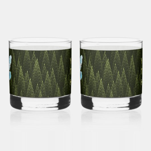 White Raven on Fraktal Conifers Whiskyglas (Links)