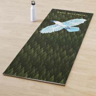 White Raven on Fraktal Conifers Yogamatte