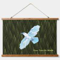 White Raven on Fraktal Konifers hängend Tapestry