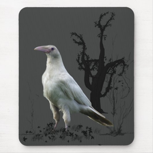 White Raven, Wild Bird, Fantasy, Goth Mousepads (Vorne)