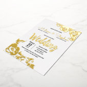 White Real Gold Floral Wedding Folieneinladung (Gedreht)