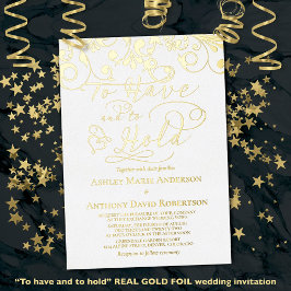 White Real Gold Foil, um eine Herzhochzeit abzuhal Folieneinladung