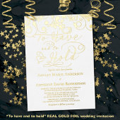 White Real Gold Foil, um eine Herzhochzeit abzuhal Folieneinladung
