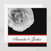 WHITE RED and BLACK Rose Blume Einladung Hochzeit (Vorne/Hinten)
