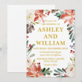 White Red and Gold Chic Weihnachtsgrün Hochzeit Einladung (Vorne/Hinten)