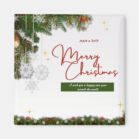 White Red and Green Organic Christmas Magnet (Vorne)