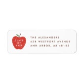 White Red Apple Preschool Graduation Address Label (Vorne)