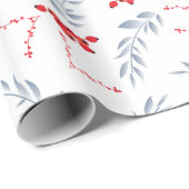 White Red Berries Weihnachtsgeschenk Wrapping Pape Geschenkpapier (Rolleneckpunkt)