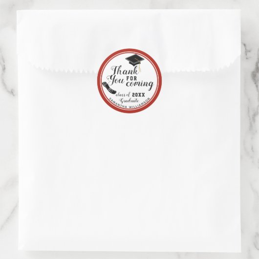 White Red Black Class of 2025 Graduate Vielen Dank Runder Aufkleber (Tasche)