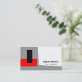 White Red Black Schlicht Modern Business Card Visitenkarte (Stehend Vorderseite)