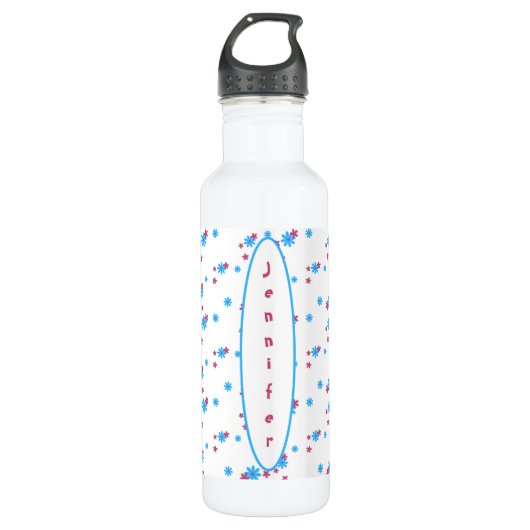 White Red Blue Chic Moderne Muster Vorlage Edelstahlflasche (Vorderseite)
