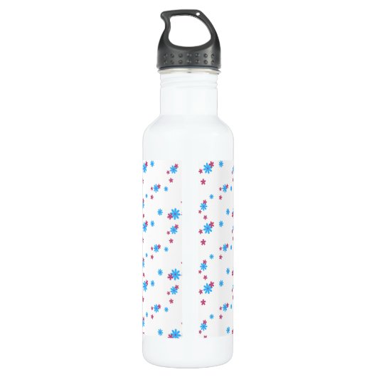 White Red Blue Chic Moderne Muster Vorlage Edelstahlflasche (Rückseite)
