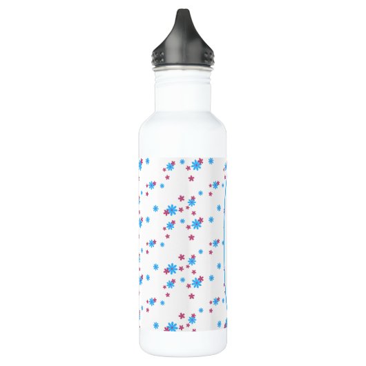White Red Blue Chic Moderne Muster Vorlage Edelstahlflasche (Links)