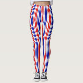White Red Blue Stripes Pattern   Leggings (Vorderseite)