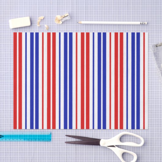 White Red Blue Stripes Pattern   Seidenpapier (Handwerk)
