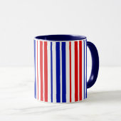 White Red Blue Stripes Pattern   Tasse (VorderseiteRechts)
