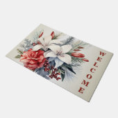 White Red Blume Weihnachten Urlaub Elegante Fußmatte (Schrägansicht)