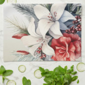 White Red Blume Weihnachten Urlaub Elegante Geschirrtuch (Gefaltet)
