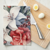 White Red Blume Weihnachten Urlaub Elegante Geschirrtuch (Viertel Falte)