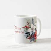 White Red Blume Weihnachten Urlaub Elegante Kaffeetasse (VorderseiteRechts)