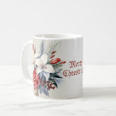 White Red Blume Weihnachten Urlaub Elegante Kaffeetasse (Vorderseite Links)