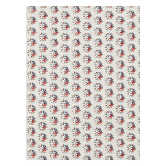 White Red Blume Weihnachten Urlaub Elegante Tischdecke (Vorderseite)