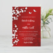 White Red Cherry Blossom | Hochzeit Einladung (Stehend Vorderseite)