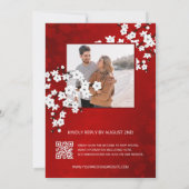 White Red Cherry Blossom | Hochzeit Einladung (Rückseite)