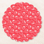 White Red Chic Strawberry Untersetzer (Vorderseite)