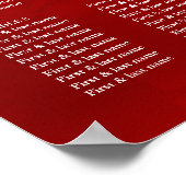 White Red Chinese Wedding Seating Chart Poster (Ecke)