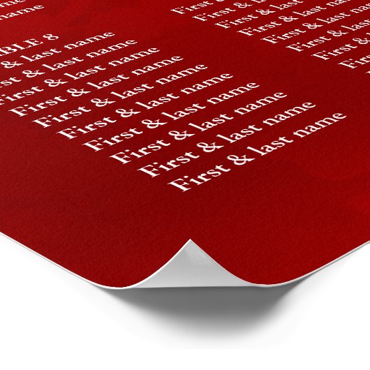 White Red Chinese Wedding Seating Chart Poster (Ecke)