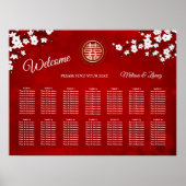 White Red Chinese Wedding Seating Chart Poster (Vorne)